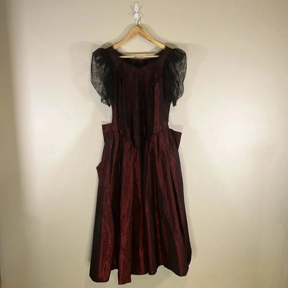 Vintage Handmade Dress Women Taffeta Tea Length Southern Belle Cosplay - Picture 7 of 8